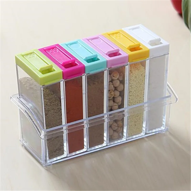Commercial Kitchen Organization - Transparent Seasoning Six Grid Seasoning Box