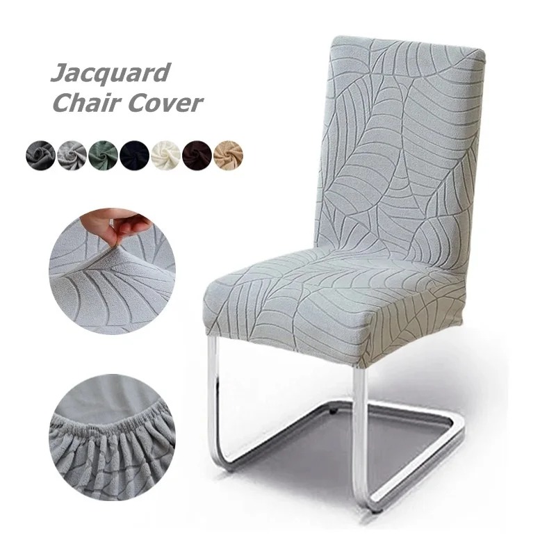 Commercial Kitchen Bench - 1/2/4/6pcs Leaf Jacquard Chair Cover Solid