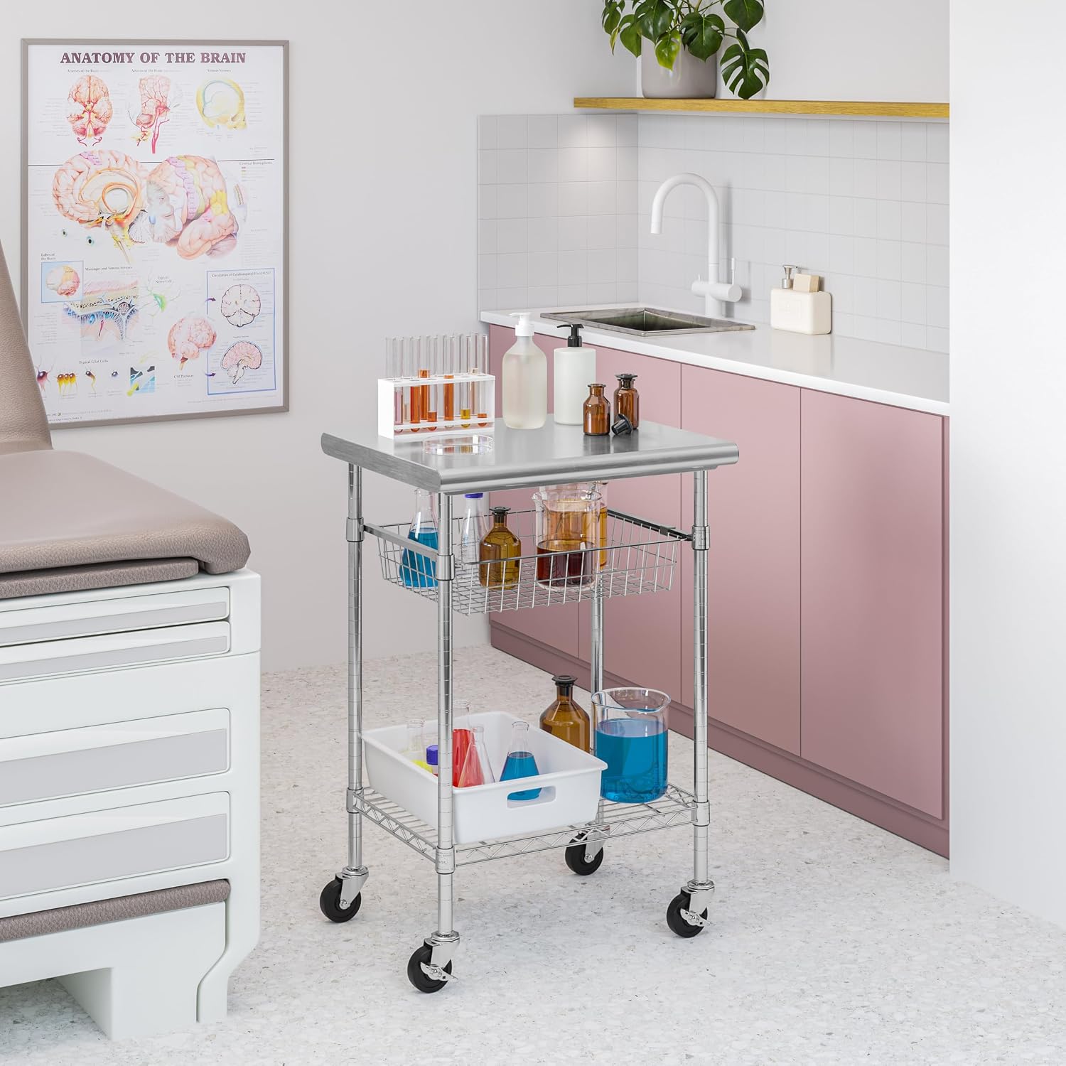 Stainless Steel Commercial Pre - Commercial Kitchen Island On Wheels 评论和价格