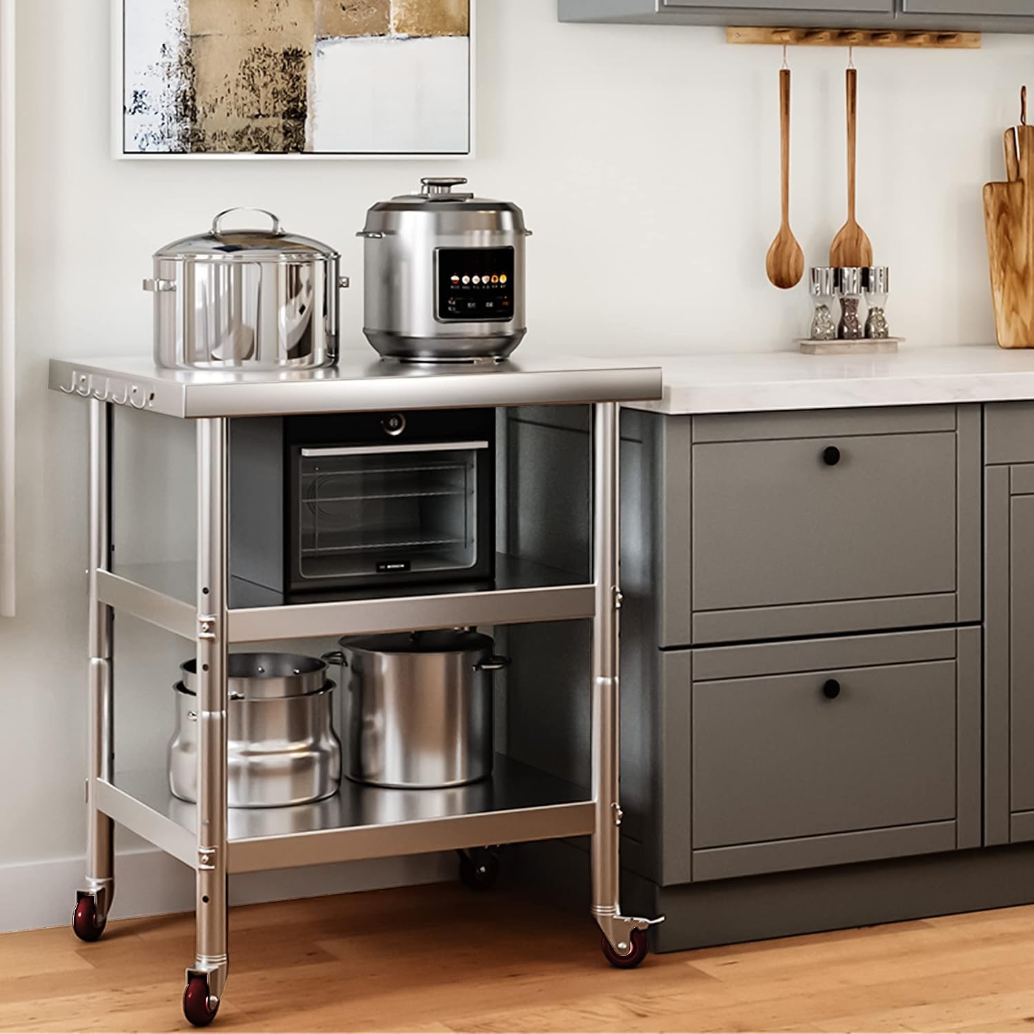 Stainless Steel Food Prep Tabl - Commercial Kitchen Island On Wheels 评论和价格